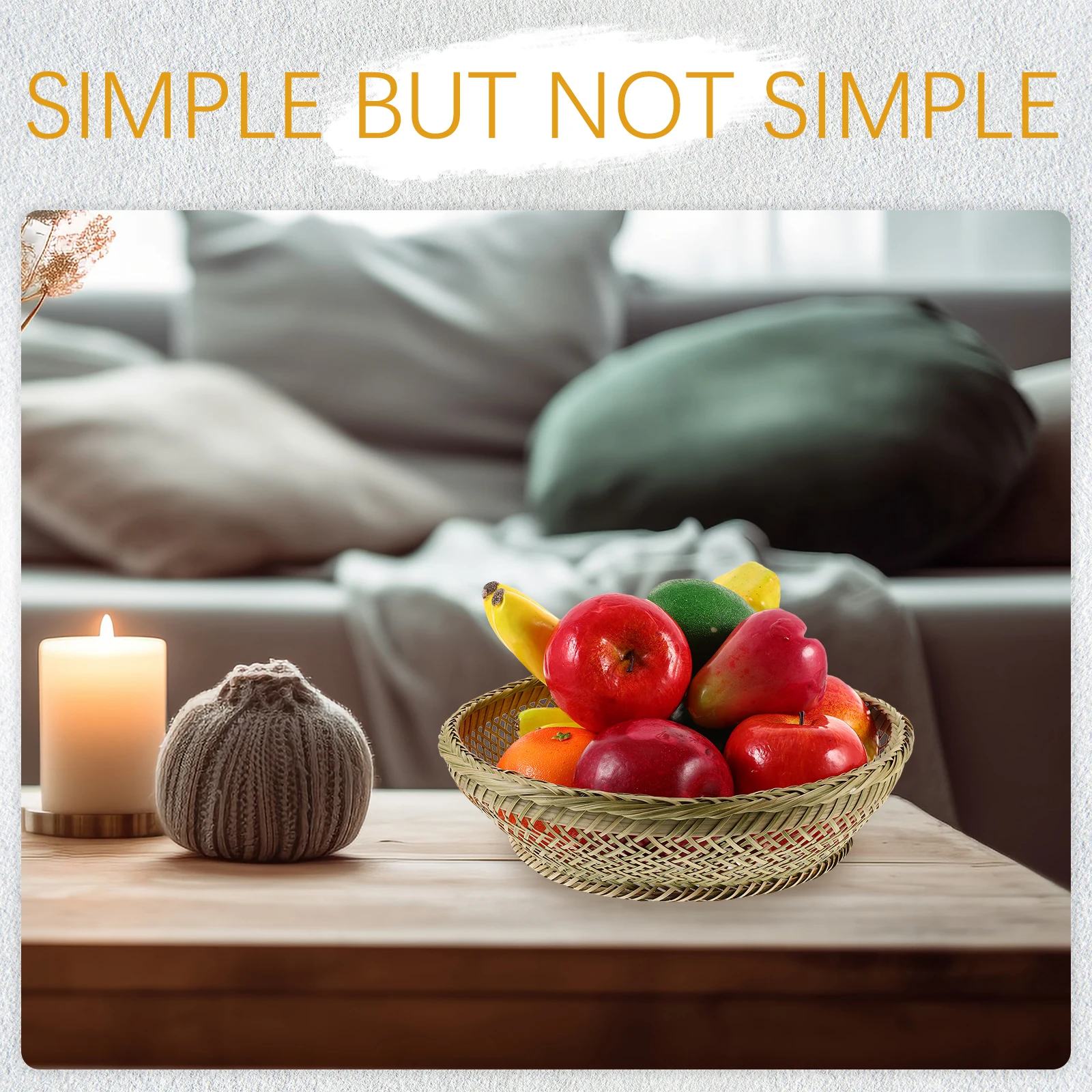 

1pc Bamboo Woven Basket 27cm Egg Fruit Vegetable Storage Safe Fashionable Portable Rural Craft Picnic Basket