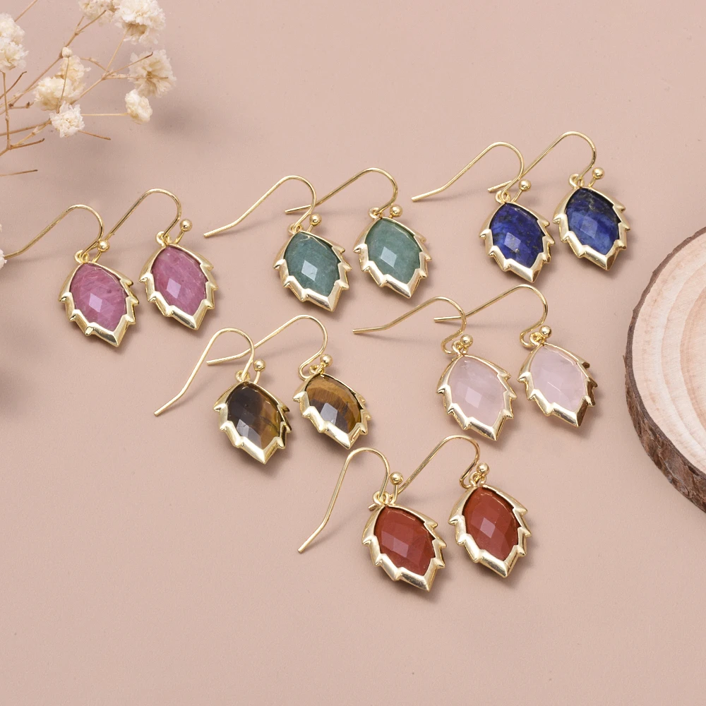 

New natural stone AAA leaf shaped earrings on the new holiday gift