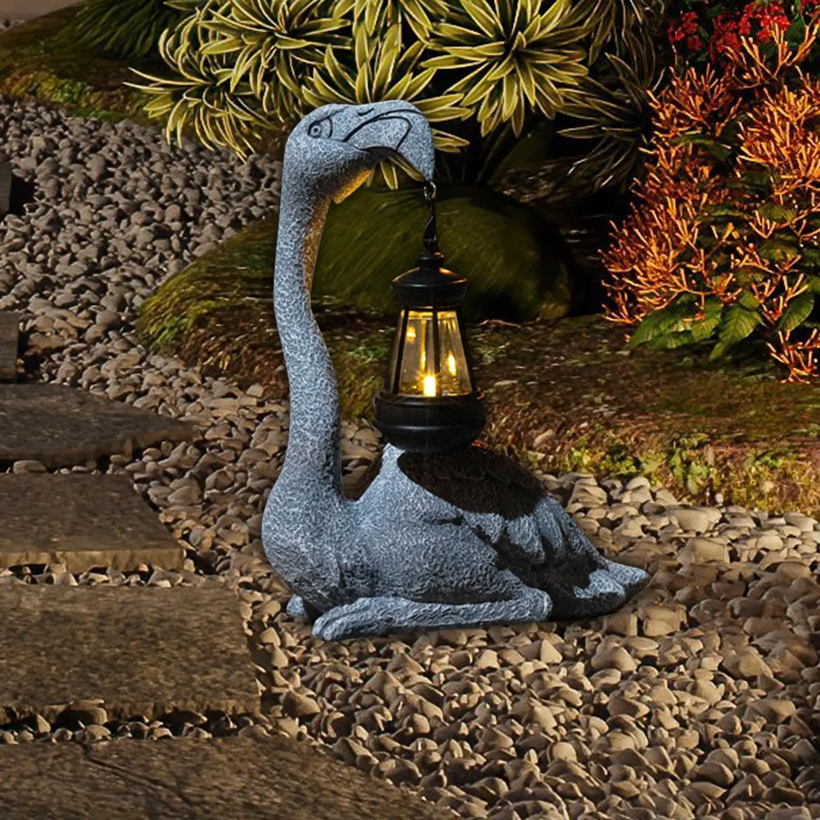 Flamingo Figurines with Solar Lantern Garden Decor Unique Birthday Gifts Flamingo Decor for Garden Outside Porch Outdoor Home