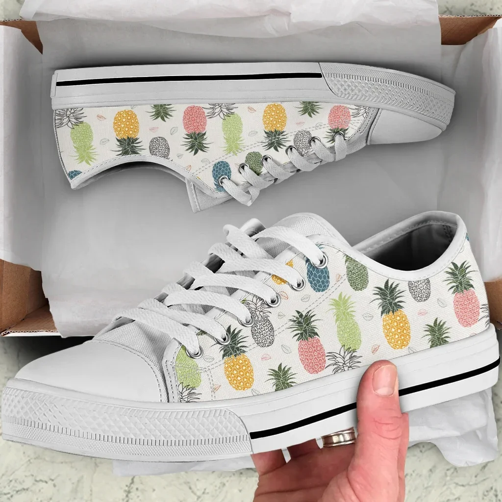 Tropical Pineapple Printing Fashion Woman's Casual Lace-up Vulcanized Shoes Classic Vulcanized Shoes For Ladies