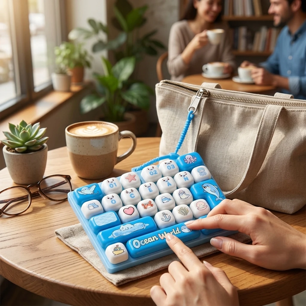 Office Stress Relief Mechanical Keyboard Keychain Quiet Pendant for Students Work Library Focus Aid Durable ABS