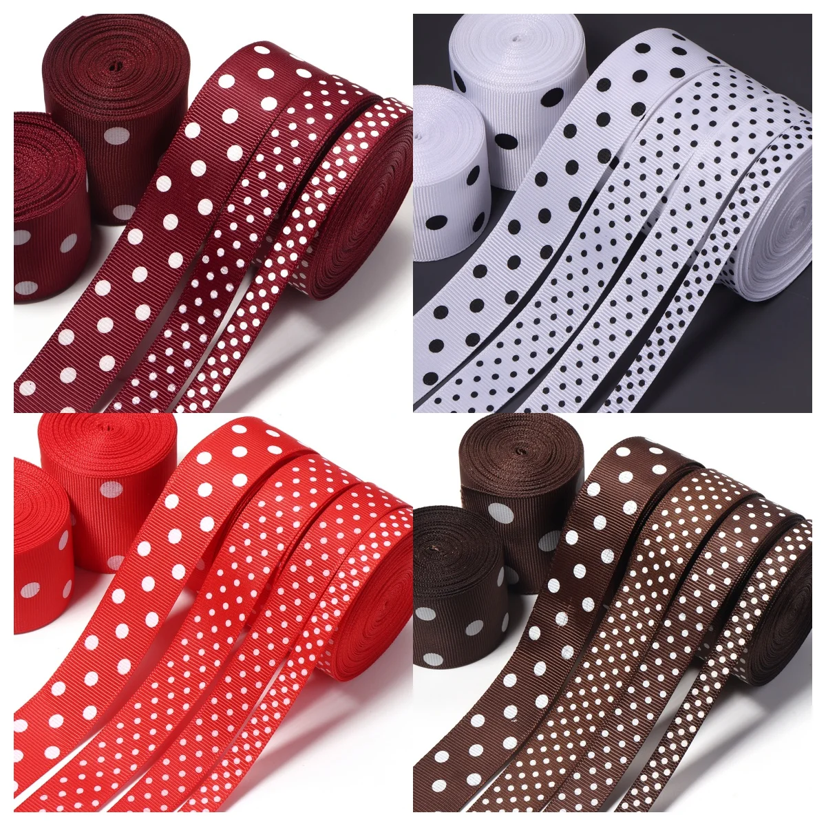 5-10Yards 10-50mm Single Face Printing Dots Polyester Satin Ribbons for DIY Christmas Halloween Gift Wrapping Wedding Decoration