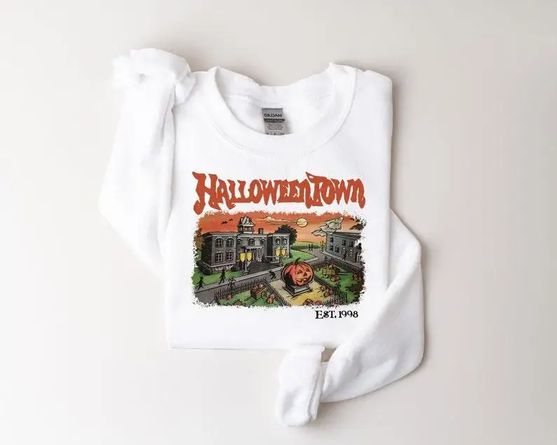 

Толстовка Halloweentown Est 1998, Университет Хэллоуина, толстовка в стиле ретро Halloweentown, осенняя толстовка