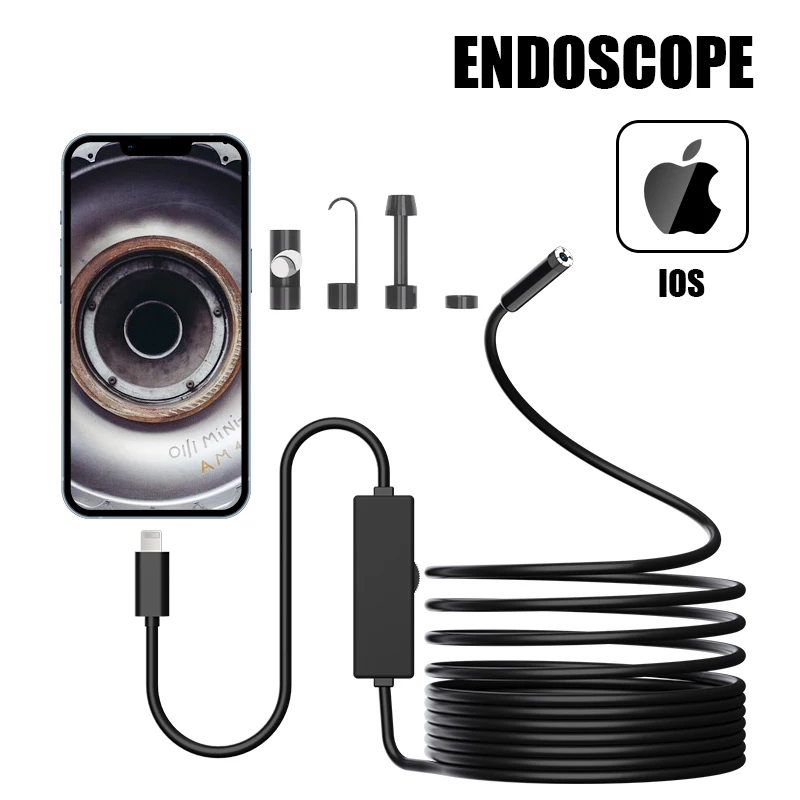 WDLUCKY Endoscope Camera For iPhone APPLE Lightning 8MM Cars Endoscopic IP67 Waterproof Borescope Inspection iPhone14 iPad iOS