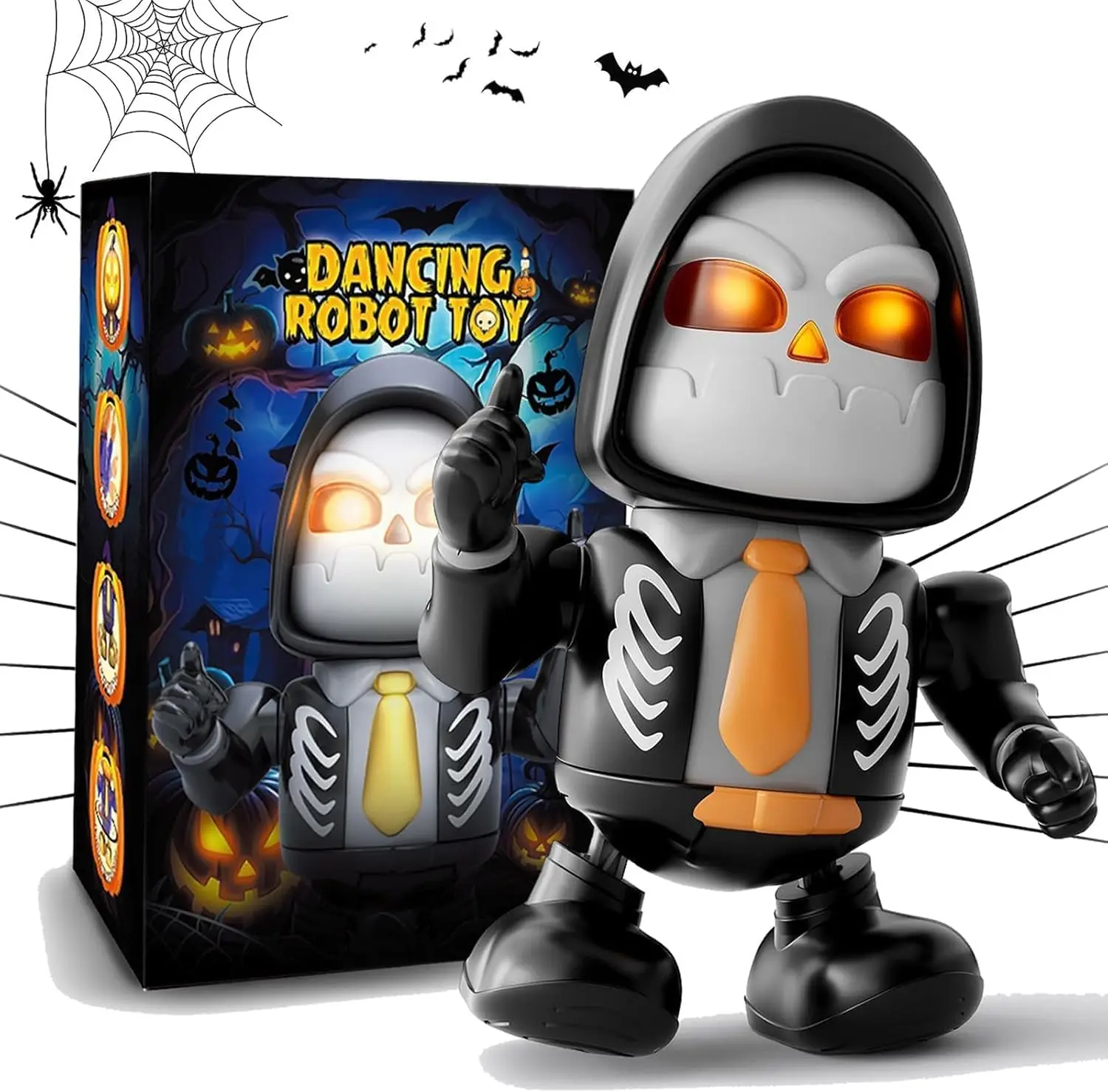 temikids-キッズトイ-ハロウィン-ロボット-スケルトンおもちゃ、音楽と踊るおもちゃ付きのいたずらおもちゃ、男の子と女の子向けのギフト、3歳以上のお子様に