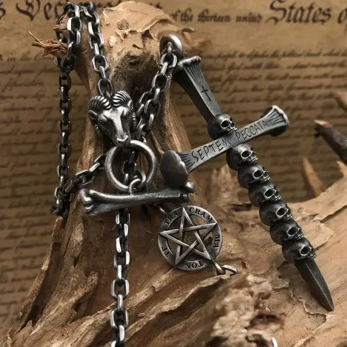 1PC Outdoor Multifunctional EDC Handheld Cross Pendant for Men\'s Necklaces, Self-defense Gothic  Accessories Chain