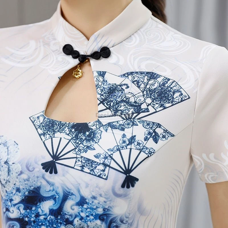 2024 neue Pediküre Massage Techniker Arbeitskleidung KTV Nachtclub sexy chinesischen Stil Cheongsam Kleid Set Hotel Spa Uniform W149