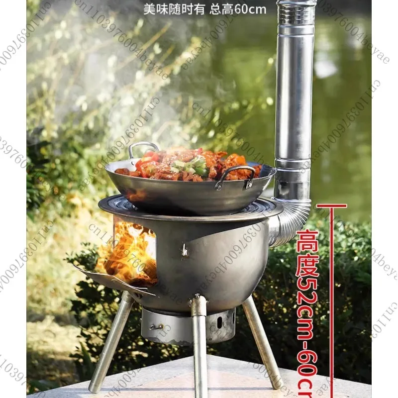 Camping Fire Pits  Grill Stand Camping Furnace Heating Wood Fire Stove Household Rural Portable Brazier Stove Stand