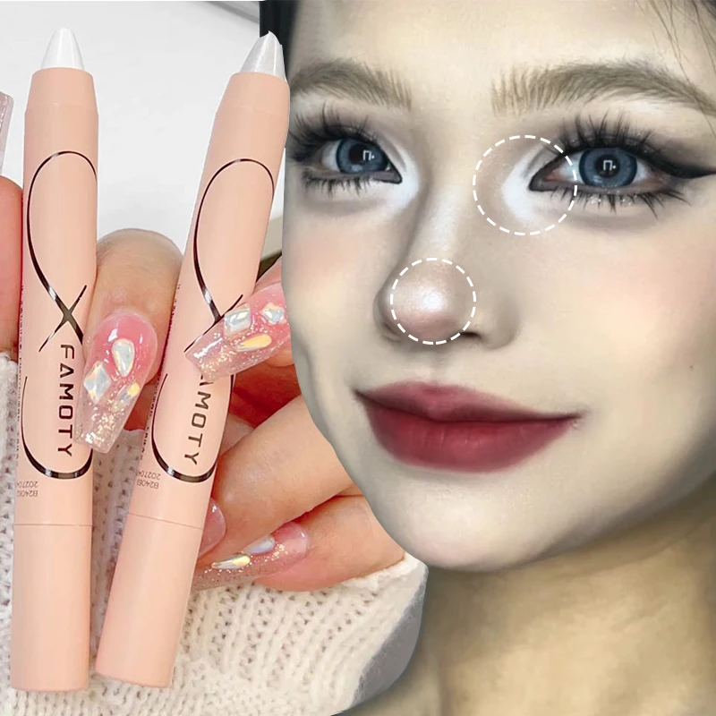 Glitter White Eyeshadow Pencil Brightening Eyes Head Highlighter Eye Shadow Stick Waterproof Lying Silkworm Pen Korean Cosmetics