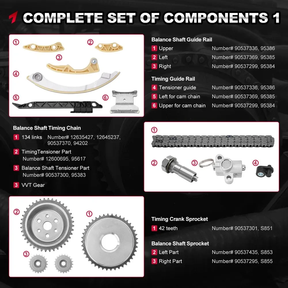 9-4201S 9-4201SX 94201SX 9-4202S 94202S Timing Chain Kit with Water Pump for Chevy GMC Pontiac Buick Equinox 2.2L 2.4L 94201S