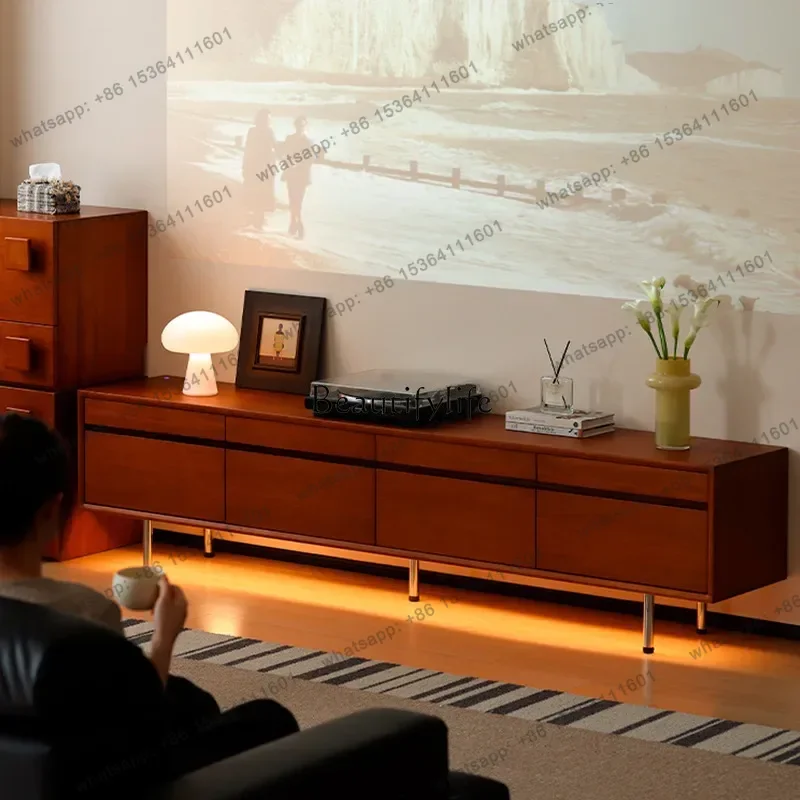 Customization Nordic Solid Wood TV Cabinet Retro Boxwood Storage TV Locker