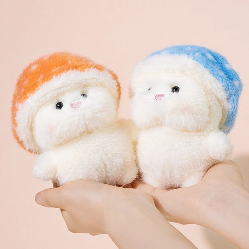 Fluffy Mushroom Stuffed Animal Purple Blue Orange Hat Choices Removable Cap Chick Plush Doll 13cm Bedroom Decor Holiday Gift
