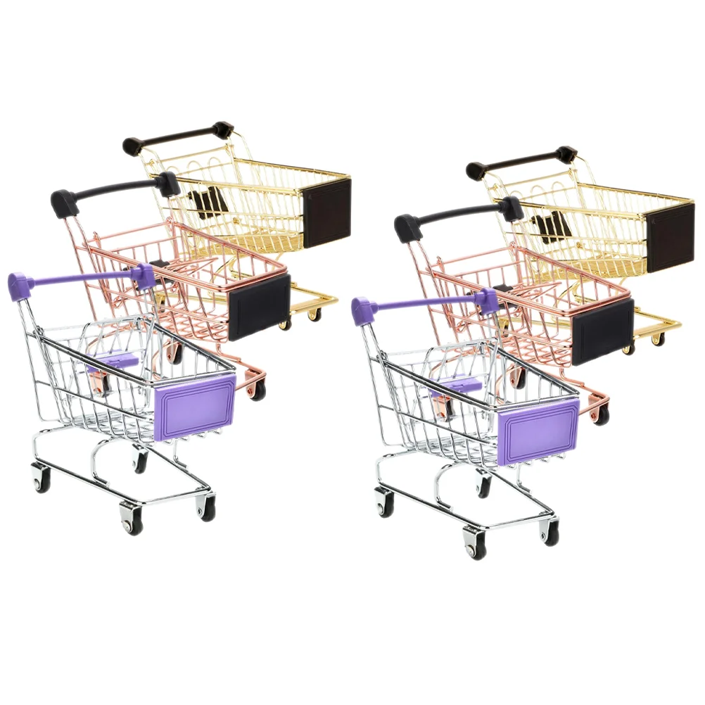 6 Pcs Mini Shopping Cart Kids Grocery Miniature Supermarket Makeup Egg Dryer Childrens Toys