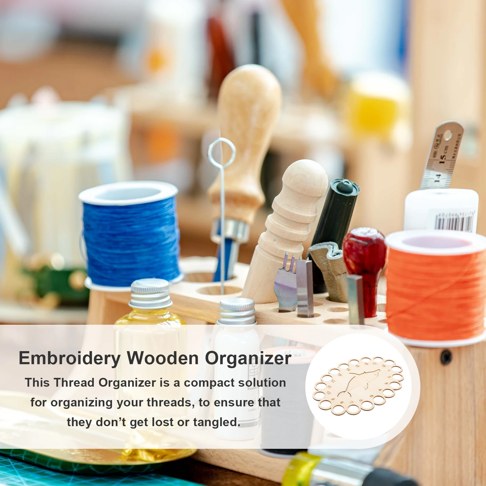 

4pcs Wooden Embroidery Thread Storage ganizer Cross Stitch Splitter Sewing Floss Holder Beige Winding Plate Tool Lightweight