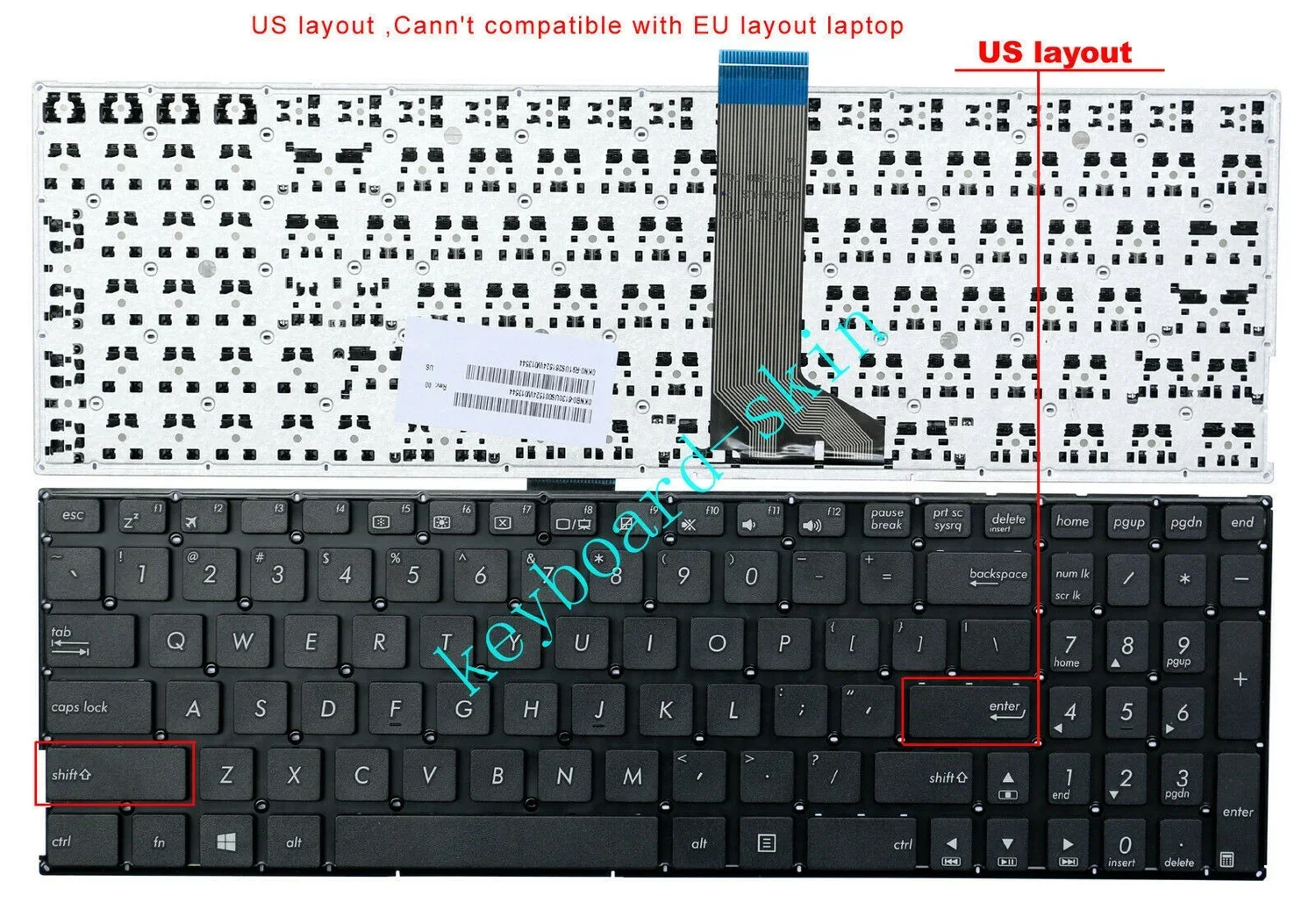 New US Keyboard for ASUS X503 X551L X553L X554L X554N X555 K553L K555N A555 F551 F551M F555 R512 R512C W519 R556 R556LA laptop