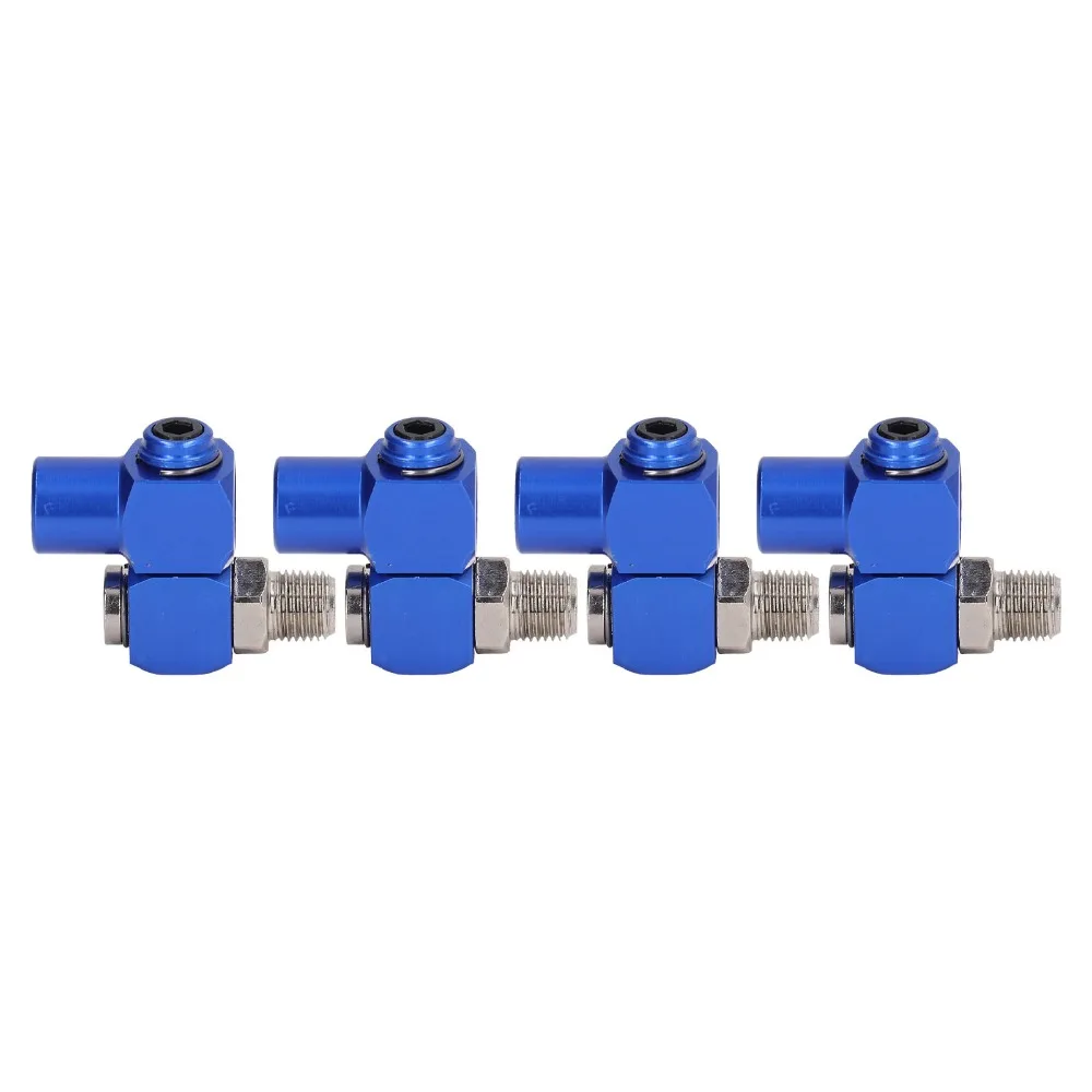 4PCS 1/4in NPT Thread Air Hose Connector 150PSI Rated Anodized Aluminum Swivel Air Fitting 360 Degree Rotation
