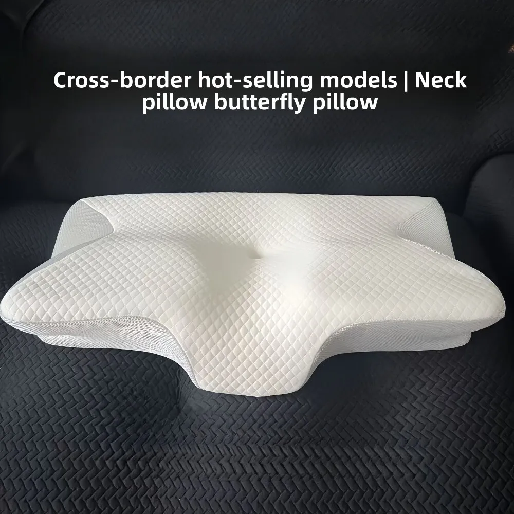 

Memory Foam Neck Support Pillow with Removable Knitted Cover Zoned Core for Pressure Free Comfort Ideal for Home Office Use