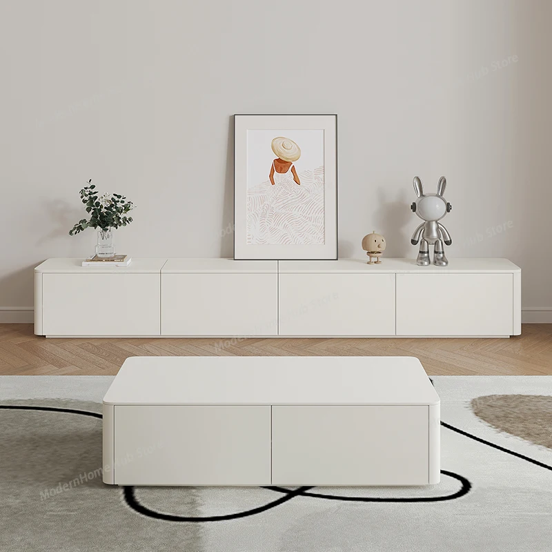 living room tv stand entertainment center furniture Cream wind pull-out TV cabinet modern Nordic floor standing meuble furniture