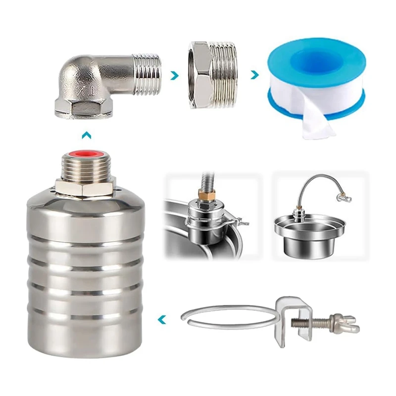 

A25F-Поплавковый клапан, поплавковый клапан для воды от 1/2 до 3/4 дюйма, полностью автоматический поплавковый клапан из нержавеющей стали 304 с регулировкой уровня воды