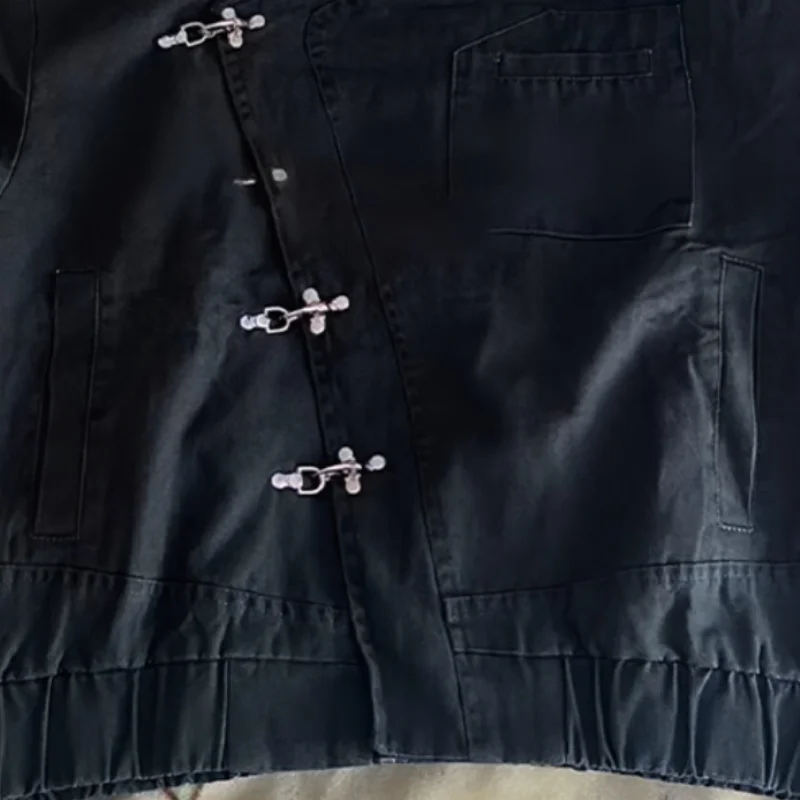 Stylish Girl Stand Collar Street Jacket Personality Button Zipper Solid Jacket Date Commuter Clothing Female New Casual Clothes