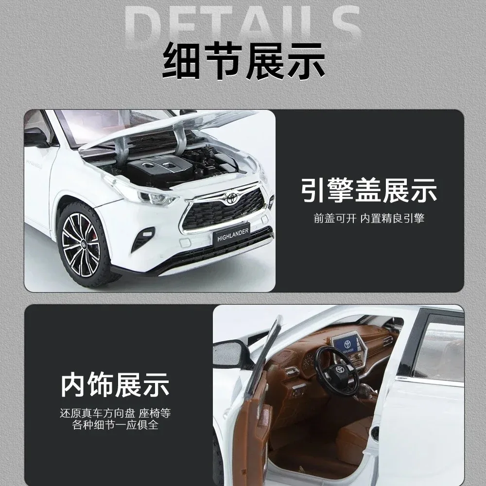 1:24 Toyota HIGHLANDER Streetcar versión Diecast Metal aleación modelo coche sonido luz tirar hacia atrás colección niños juguetes regalos A595
