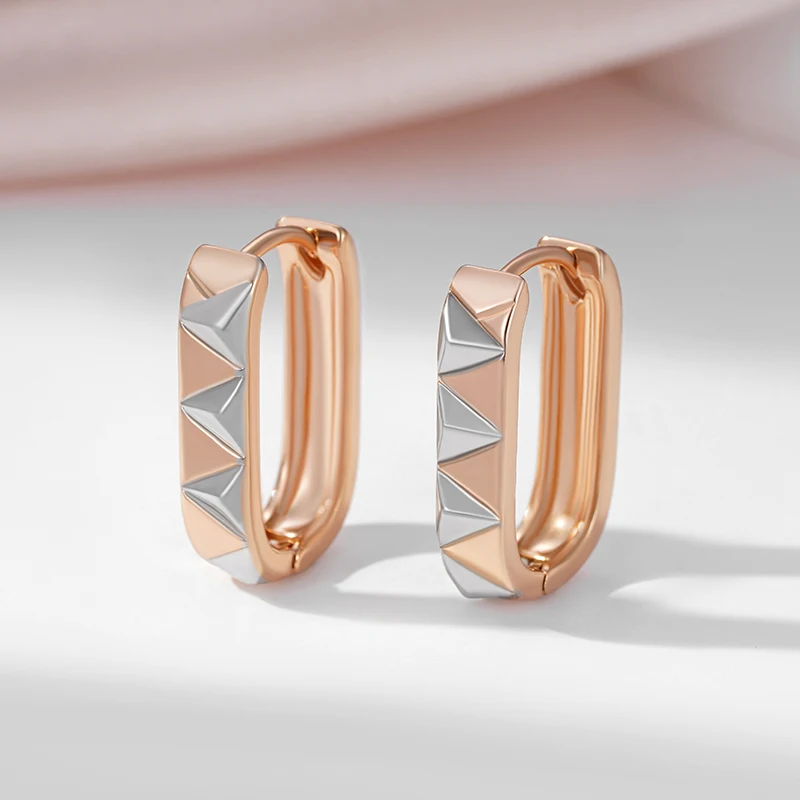 SYOUJYO Square-Shaped Earrings For Women 585 Rose Gold Color Simple Stylish Daily Wear Jewelry