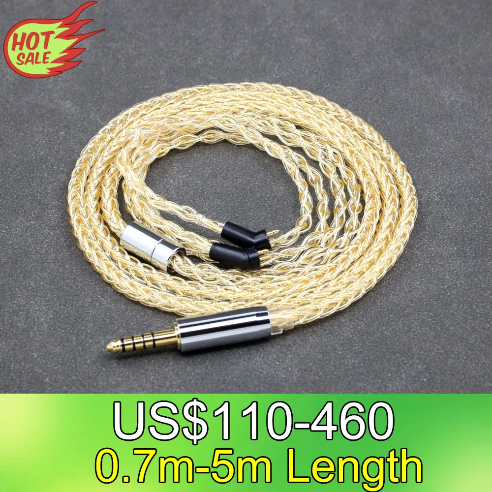 

8 Core 99% 7n Pure Silver 24k Gold Plated Earphone Cable For Etymotic ER4B ER4PT ER4S ER6I ER4 2pin LN008807