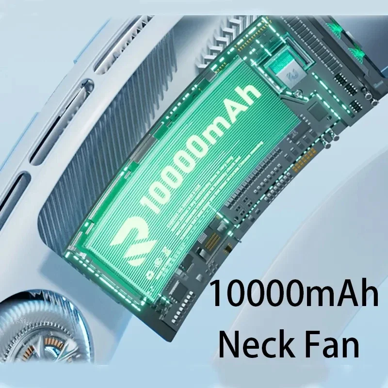 Ventilador de cuello de 10000mAh, aire acondicionado portátil recargable, Mini ventilador silencioso de 3 velocidades, viento grande para
