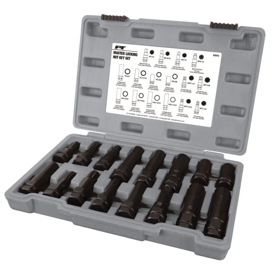 

M994 16-Piece Locking Lug Nut Master Key Set for Universal Wheel Security Chrome Finish, Corrosion-Resistant, Easy Installation