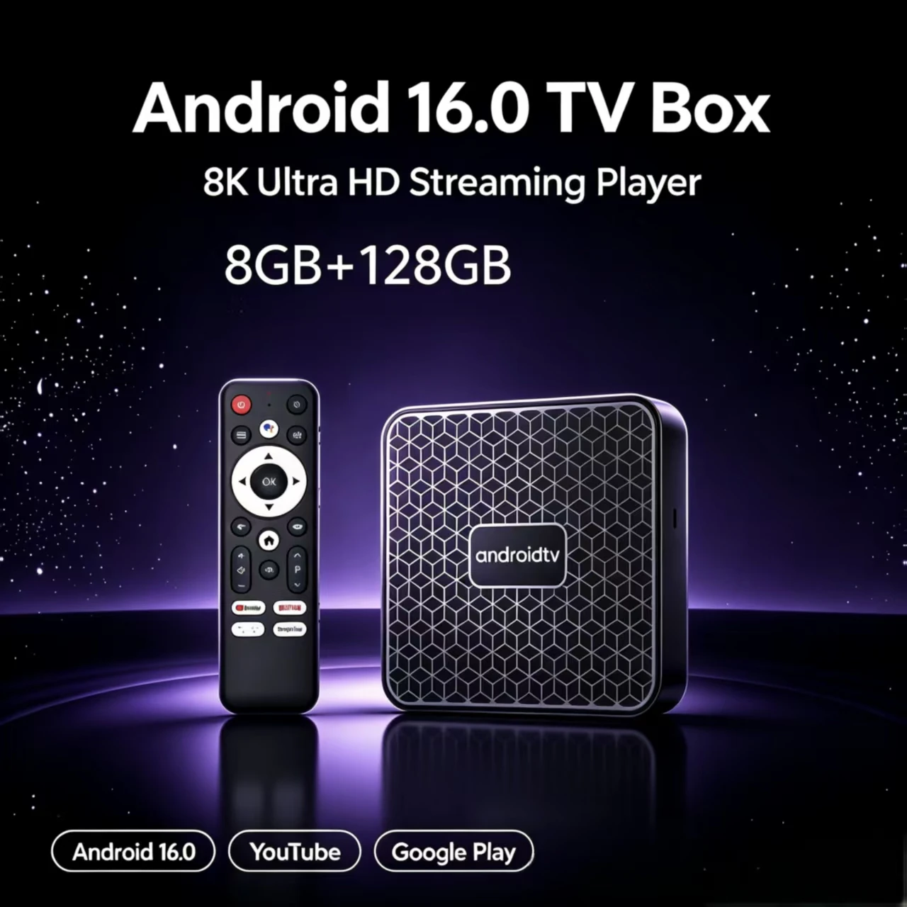 Smart Home Theater T8S Android 16 TV Box Rockchip RK3518 Dual UI Wifi 6 BT 6.0 RAM 8GB ROM 128 GB Google Assistant Set Top Box