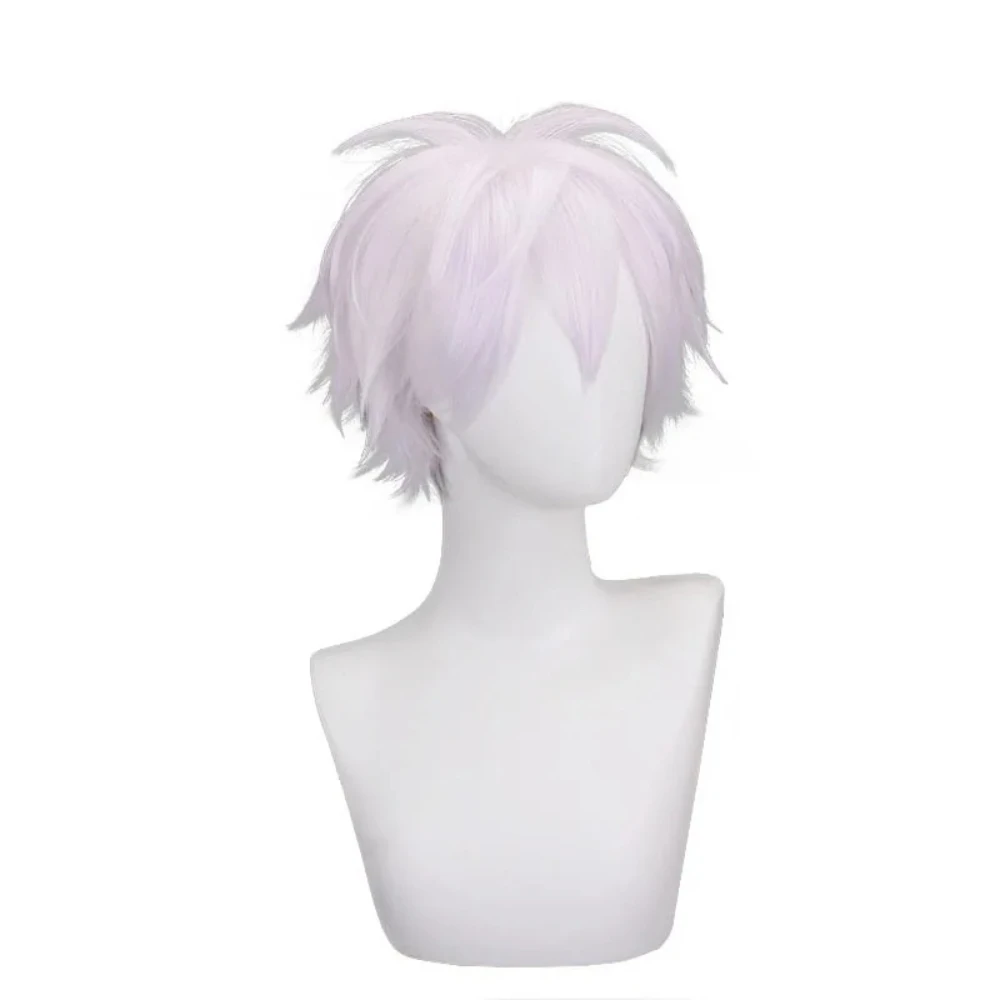Anime Jujutsu Kaisen Gojo Short white Heat Resistant Synthetic Hair with rose net Party Wig  Anime Character Wig+Free Wig Cap