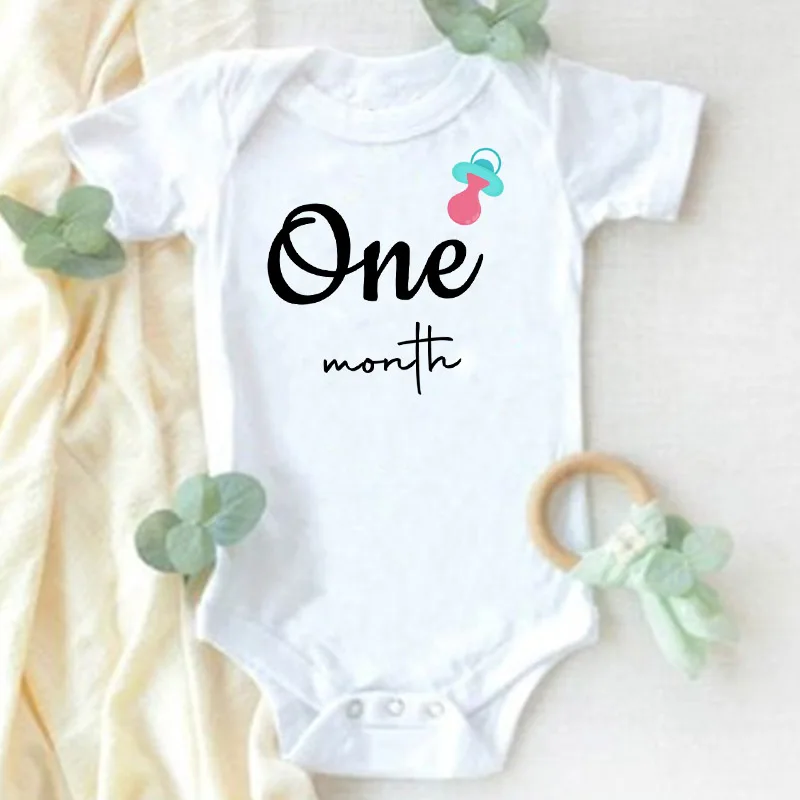 Monthly Milestone Baby Grow Bodysuit  Girls 1-12 Months Baby Shower Gift Month Pictures Monthly Jumpsuit Clothes Infant Romper