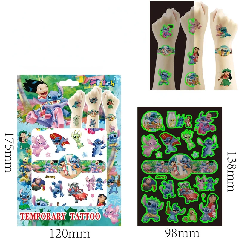 Aufkleber Geschenk box Set Lilo Stich leuchtende Tattoo Aufkleber Kinder Arm Gesicht glühende Tätowierung Kinder Körper Tattoo Schutt Aufkleber