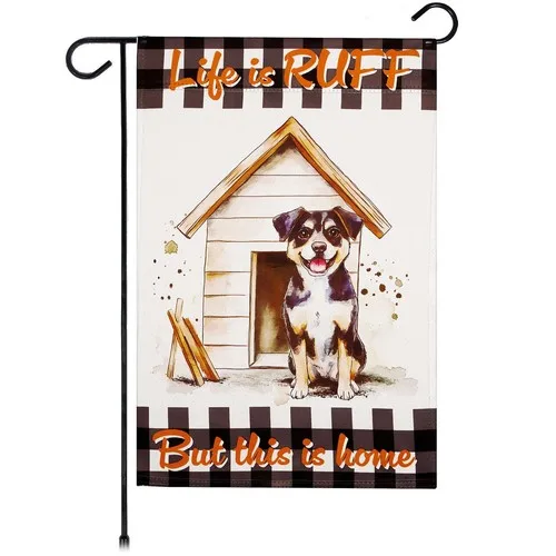 Флаг для сада G128 Life is Ruff Dog House, 12x18 дюймов, двусторонний, из светонепроницаемой ткани IIX WZZ
