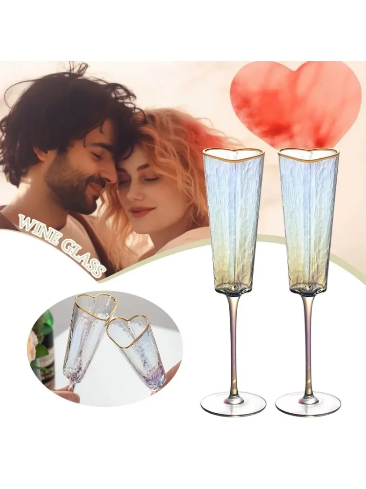 Verre à boire en forme de cœur à bordure dorée, gobelet à vin durable, fête à la maison et club, mode