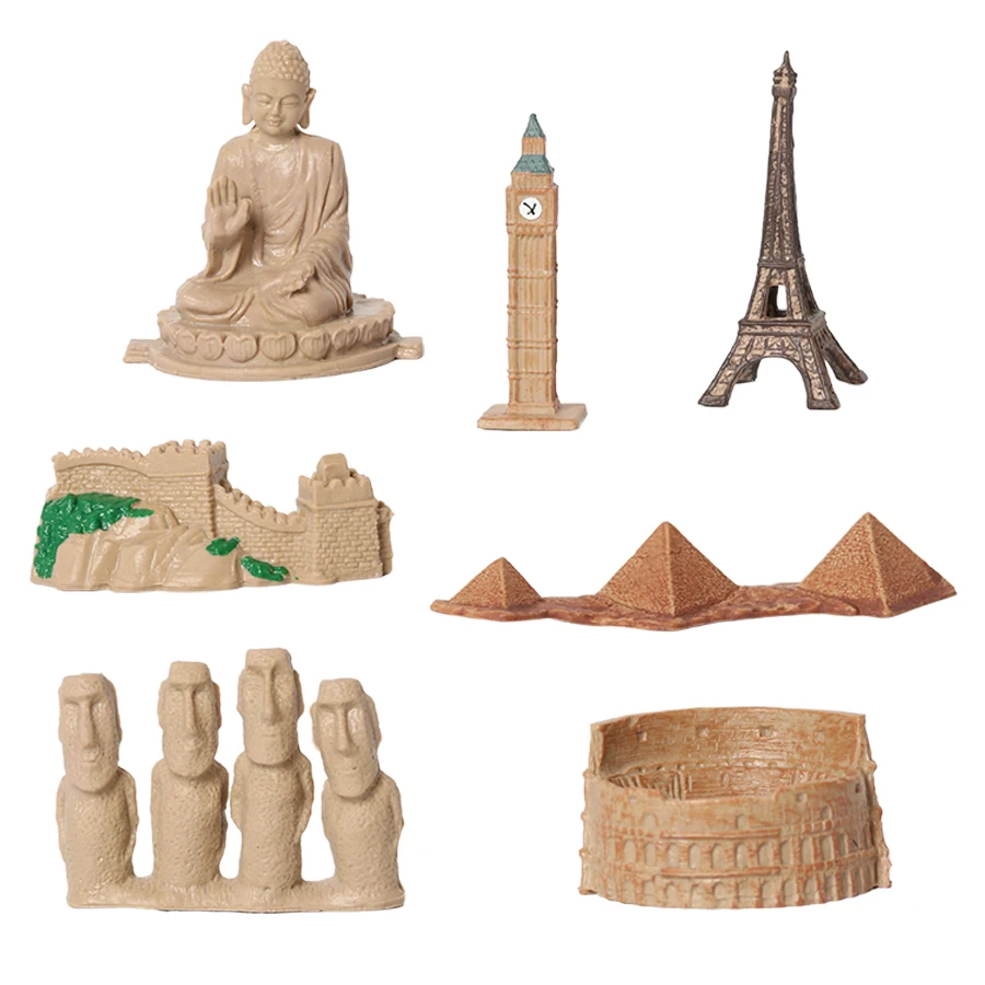 

Realistic Famous Historic Place Mini Building Model Easter Island,Pyramid,the Great Wall,Eiffel Tower Figurines Teaching Toy