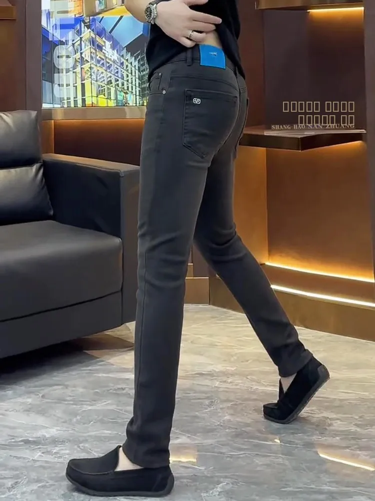 

Slim Fit Men's Jeans Spring Autumn Fashionable Youth Straight Leg Casual Wear Resistant Modern Style mid Waist