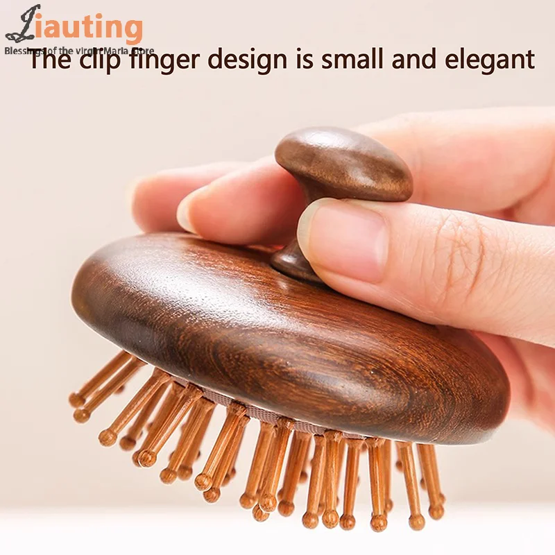 Sandalwood Meridian Hair Airbag Comb Round Scalp Relax Point Acupuncture Massager Anti-static Styling Tools