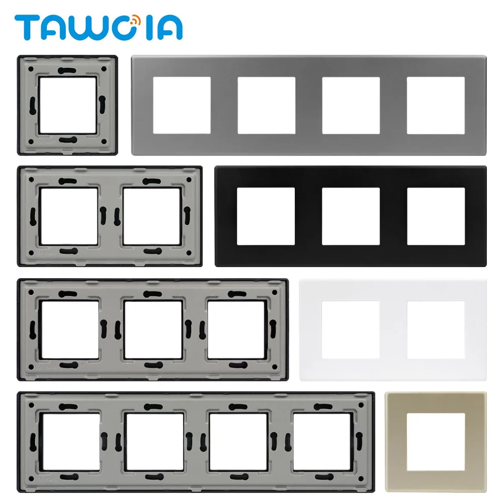 TAWOIA DIY Parts European Standard Black White Grey PC Panel For Wall Socket Touch Switch Only Plastic Panel With Metal Frame