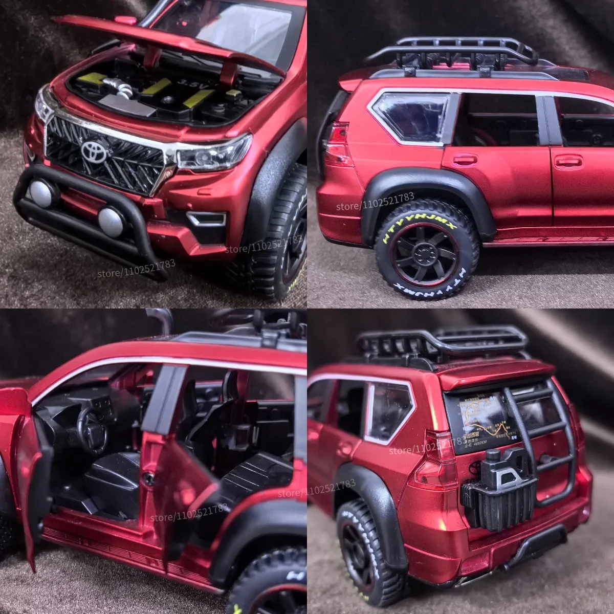 Modèle de voiture SUV tout-terrain Toyota Prado, échelle 1:24, véhicule de luxe, réplique Miniature, jouet cadeau de noël pour enfant
