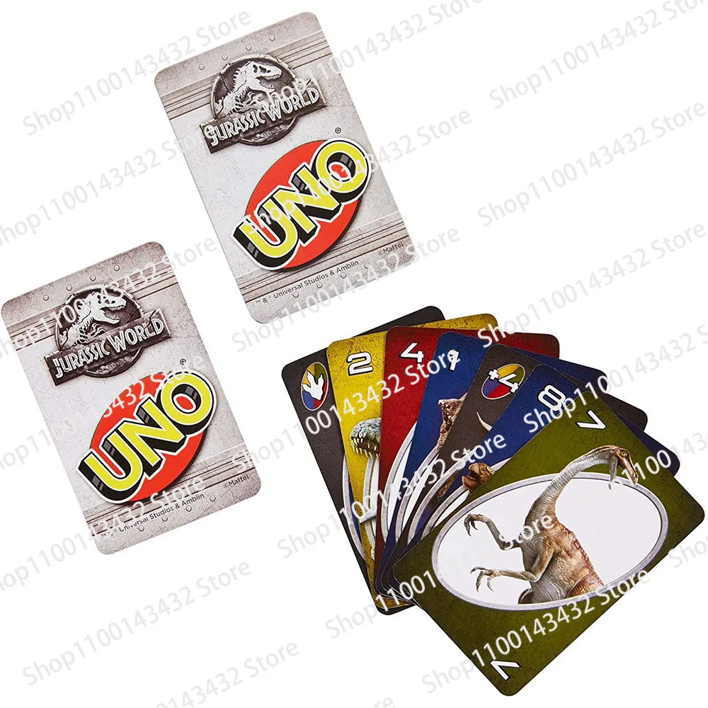 UNO-Jogo de Tabuleiro Jurassic Park Para Entretenimento Familiar, Anime Dos Desenhos Animados, Figura Padrão Kawaii, Cartões Engraçados Do Uno, Presentes De Natal