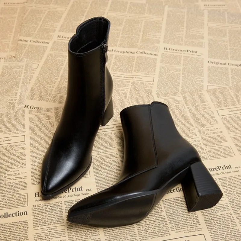 

Ankle Boots Women Pointed Toe High Heels Shoes Chunky Pumps Fashion Heeled Boots 2025 Winter New Goth Woman Chelsea Short Botas