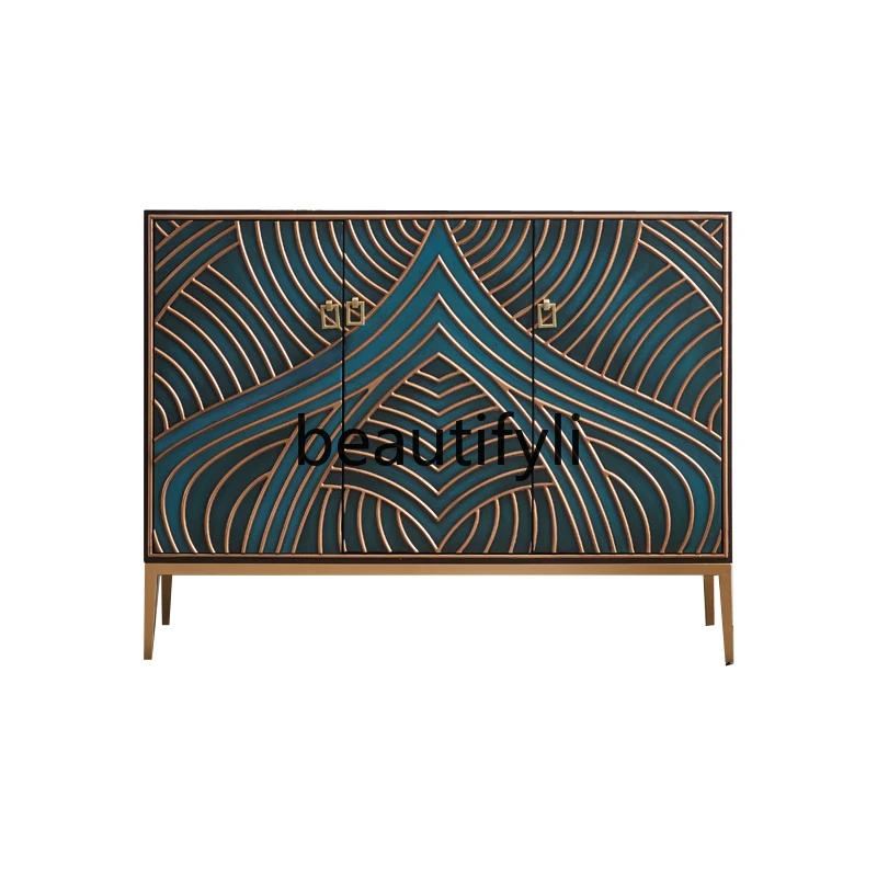 

American solid wood shoe cabinet entrance hall partition cabinet modern simple light luxury entrance cabinet