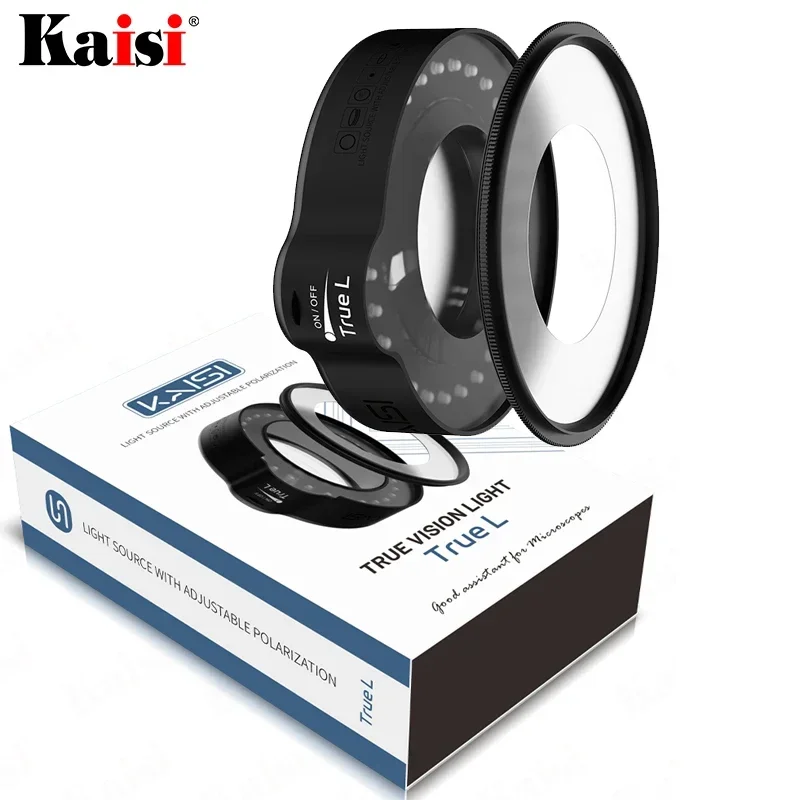 KAISI True L Polarized Ring Light Source Microscope Circular Lamp Adjustable Clear Lenses Reduce Glare and Reflection