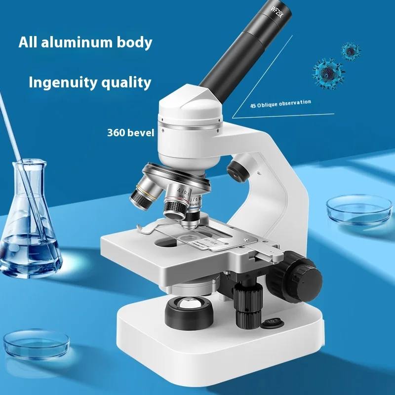 Monocular microscope observation of bacterial cells professional optical experiment primary and secondary school children scient