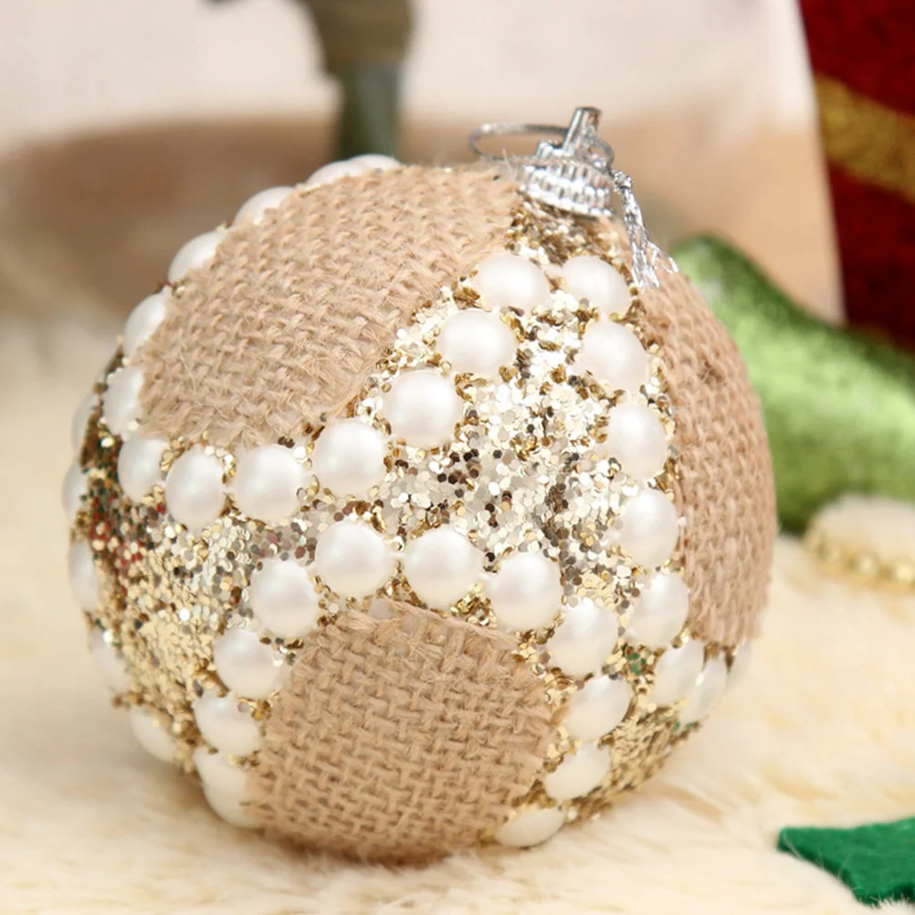 

2pcs Christmas Ball Hanging Decor Linen Small Pendant For Tree Wall Window Door Fireplace Xmas Ornaments Party Festival