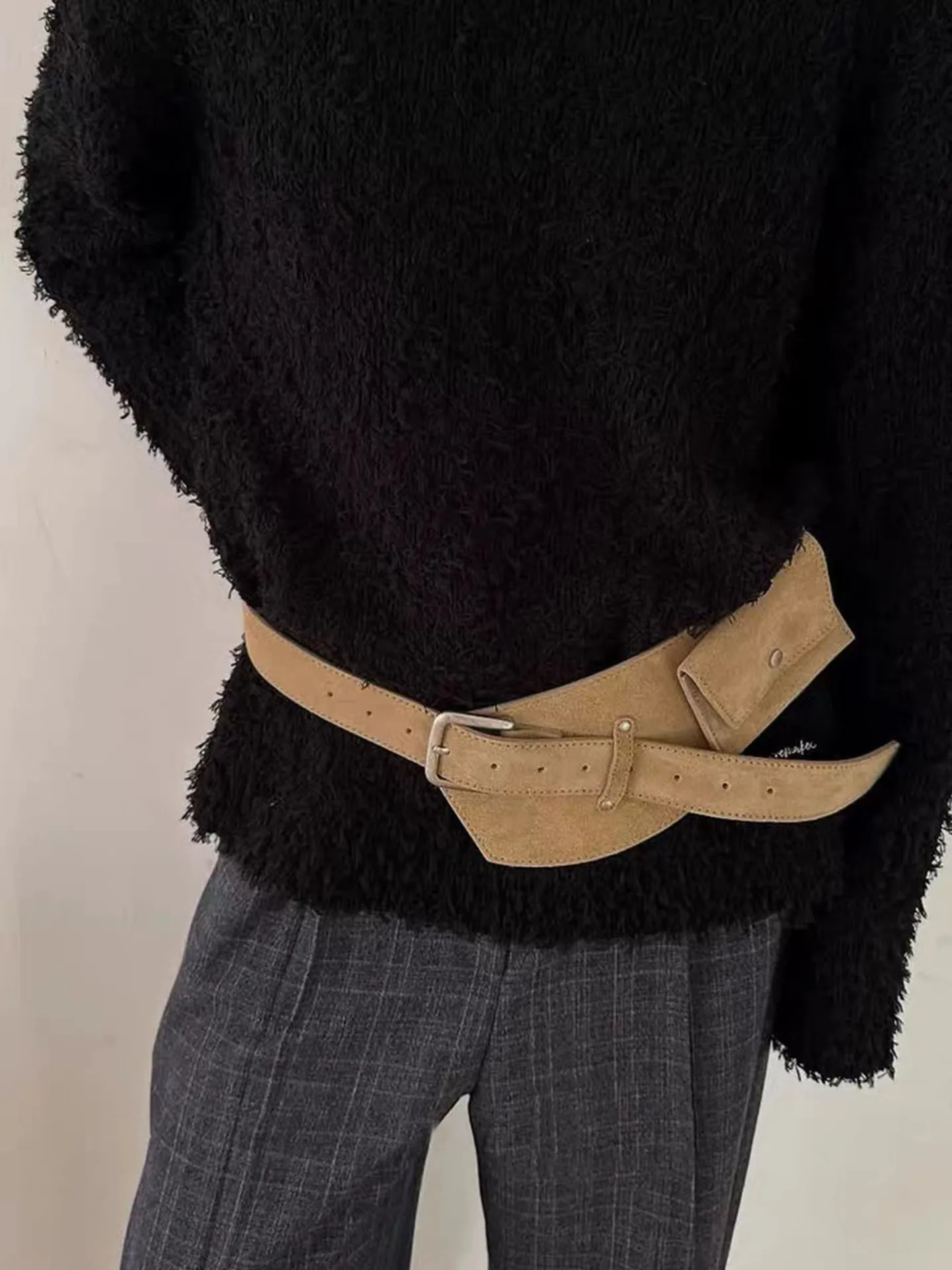 Brown Suede Wide Waist Belt Women's New 2026 High-End Feelings Belt Match Skirts Versatile Decoration Bag Universal Women's Bag