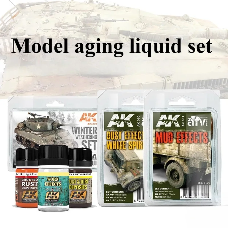 35ml/bottle Model Rust Stain Mud Stain Soil Rain Mark Moss Aging Effect Liquid Set DIY Military/landscape Model Decorative Paint