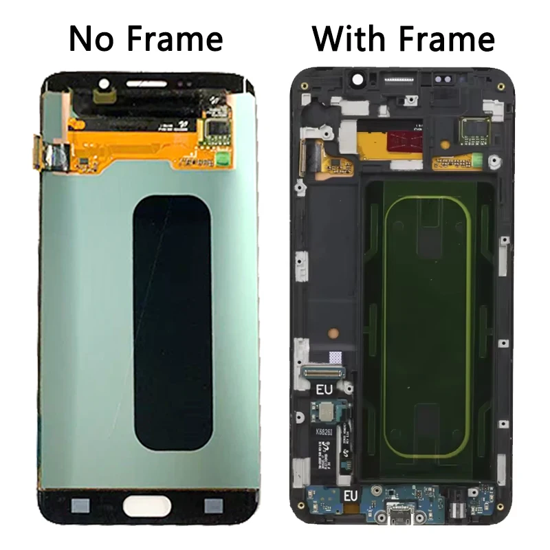 5.7 "AMOLED لسامسونج S6 Edge + G928 G928F شاشة الكريستال السائل مجموعة المحولات الرقمية لشاشة تعمل بلمس S6 حافة زائد إطار العرض