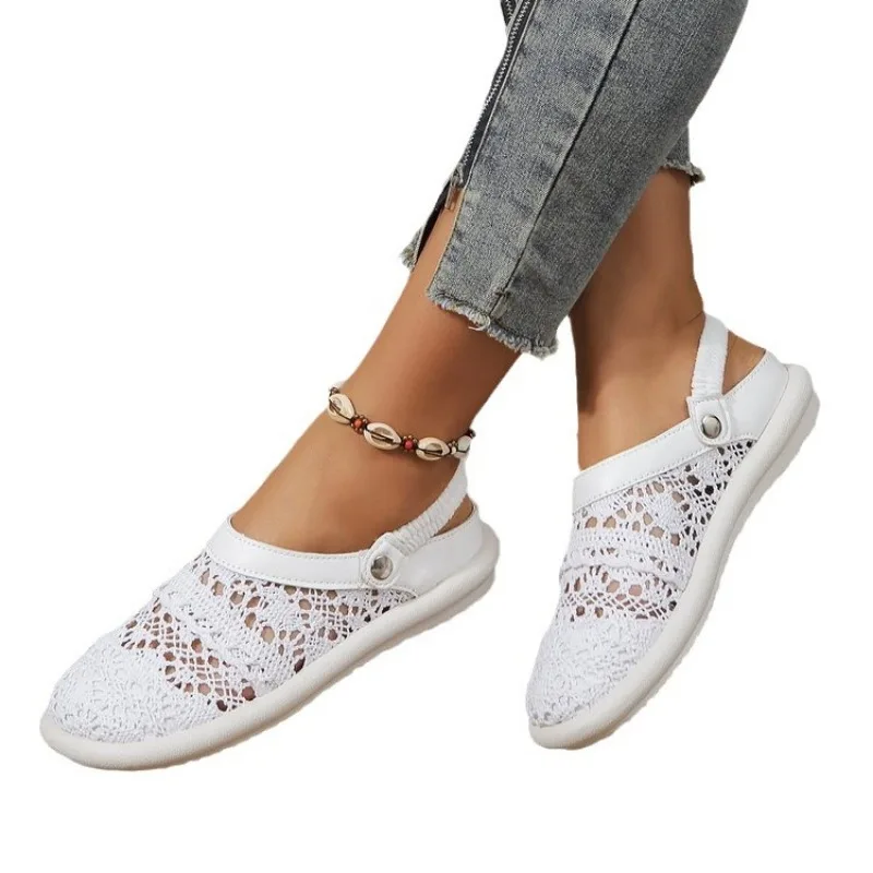 Summer Sweet Sandals Women Closed Toe Breathable Women Shoes Soft Sole Lightweight Flat Sandals Lace Outdoor Casual Slides Туфли image 5